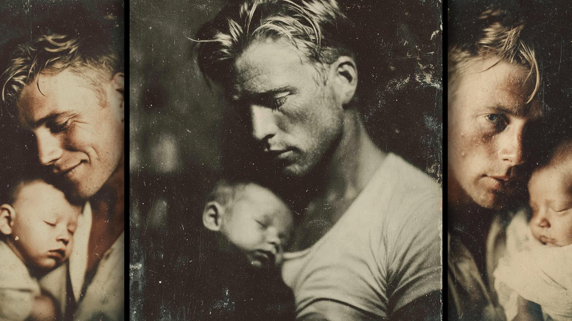 The recovered photo of husband and newborn son